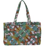 Multicolored Collage Print Pattern Mosaic Canvas Work Bag