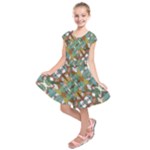 Multicolored Collage Print Pattern Mosaic Kids  Short Sleeve Dress