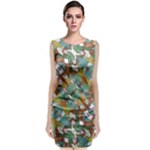 Multicolored Collage Print Pattern Mosaic Sleeveless Velvet Midi Dress