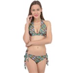 Multicolored Collage Print Pattern Mosaic Tie It Up Bikini Set