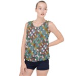 Multicolored Collage Print Pattern Mosaic Bubble Hem Chiffon Tank Top