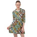 Multicolored Collage Print Pattern Mosaic Mini Skater Shirt Dress