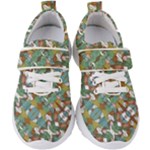 Multicolored Collage Print Pattern Mosaic Kids  Velcro Strap Shoes