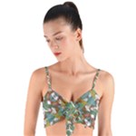 Multicolored Collage Print Pattern Mosaic Woven Tie Front Bralet