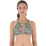 Multicolored Collage Print Pattern Mosaic Perfectly Cut Out Bikini Top