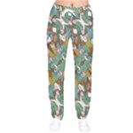 Multicolored Collage Print Pattern Mosaic Women velvet Drawstring Pants