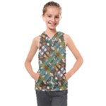 Multicolored Collage Print Pattern Mosaic Kids  Sleeveless Hoodie