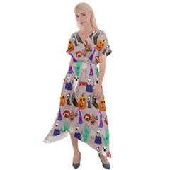 Cross Front Sharkbite Hem Maxi Dress 