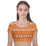 Halloween Velvet Short Sleeve Crop Top 