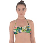Colorful Floral Pattern Halter Bandeau Bikini Top