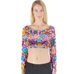 Colourful Funny Pattern Long Sleeve Crop Top