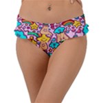 Colourful Funny Pattern Frill Bikini Bottom