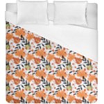 Black Orange Autumn Leaves Pattern Duvet Cover (King Size)