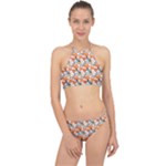 Black Orange Autumn Leaves Pattern Racer Front Bikini Set