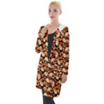 Autumn Leaves Orange Pattern Hooded Pocket Cardigan