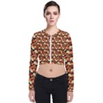 Autumn Leaves Orange Pattern Long Sleeve Zip Up Bomber Jacket