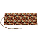 Autumn Leaves Orange Pattern Roll Up Canvas Pencil Holder (S)