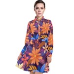 Colourful Print 5 Long Sleeve Chiffon Shirt Dress