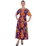 Colourful Print 5 Shoulder Straps Boho Maxi Dress 