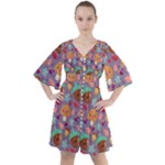 Nuts And Mushroom Pattern Boho Button Up Dress