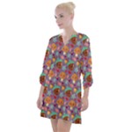 Nuts And Mushroom Pattern Open Neck Shift Dress