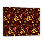 Yellow Green Orange Leaf Pattern Canvas 16  x 12  (Stretched)