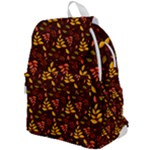 Yellow Green Orange Leaf Pattern Top Flap Backpack