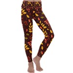 Yellow Green Orange Leaf Pattern Kids  Lightweight Velour Classic Yoga Leggings