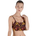 Yellow Green Orange Leaf Pattern Layered Top Bikini Top 