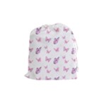 Pink Purple Butterfly Drawstring Pouch (Medium)