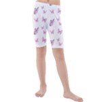 Pink Purple Butterfly Kids  Mid Length Swim Shorts