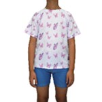 Pink Purple Butterfly Kids  Short Sleeve Swimwear