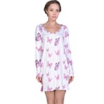 Pink Purple Butterfly Long Sleeve Nightdress