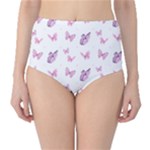 Pink Purple Butterfly Classic High-Waist Bikini Bottoms