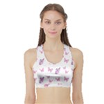 Pink Purple Butterfly Sports Bra with Border