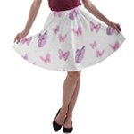 Pink Purple Butterfly A-line Skater Skirt