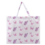 Pink Purple Butterfly Zipper Large Tote Bag