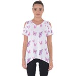 Pink Purple Butterfly Cut Out Side Drop Tee