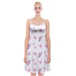 Pink Purple Butterfly Spaghetti Strap Velvet Dress