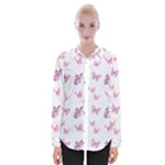 Pink Purple Butterfly Womens Long Sleeve Shirt