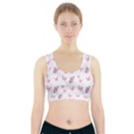 Pink Purple Butterfly Sports Bra With Pocket