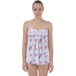 Pink Purple Butterfly Babydoll Tankini Set