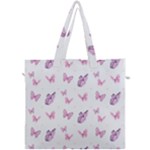 Pink Purple Butterfly Canvas Travel Bag