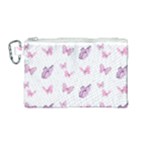 Pink Purple Butterfly Canvas Cosmetic Bag (Medium)