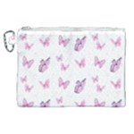 Pink Purple Butterfly Canvas Cosmetic Bag (XL)