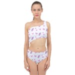 Pink Purple Butterfly Spliced Up Two Piece Swimsuit