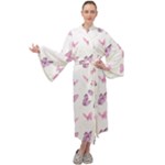 Pink Purple Butterfly Maxi Velour Kimono