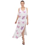 Pink Purple Butterfly Maxi Chiffon Cover Up Dress