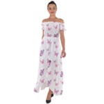 Pink Purple Butterfly Off Shoulder Open Front Chiffon Dress