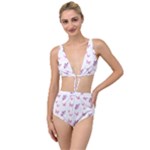 Pink Purple Butterfly Tied Up Two Piece Swimsuit